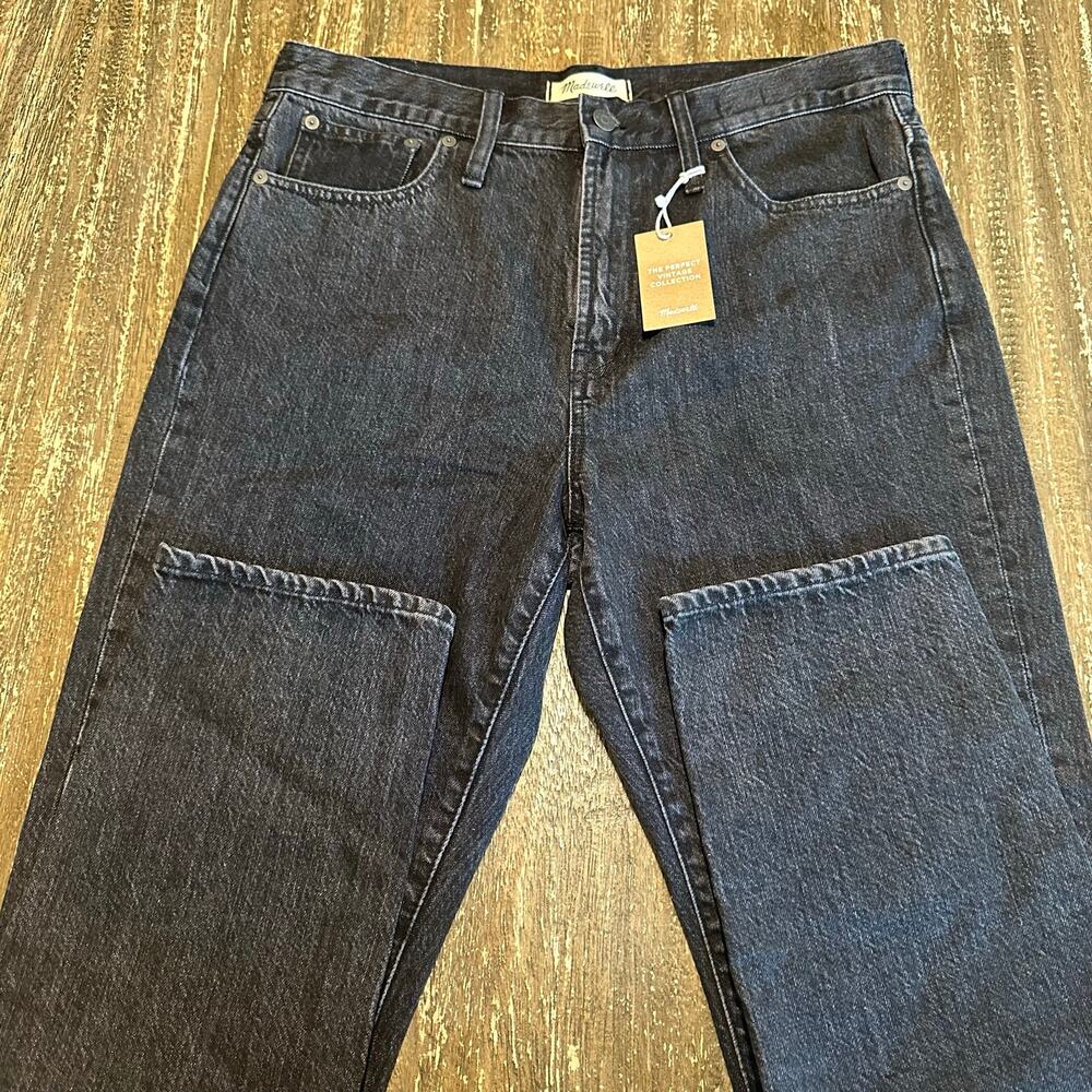 NWT Madewell The Perfect Vintage High Rise Jean Black Distressed Women’s Size 31